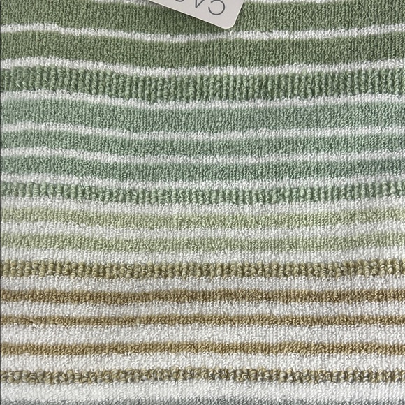Casaba Bath Towel Set Striped Green Tan Gray White Striped Quick Dry 2 Pc NEW - Picture 4 of 7